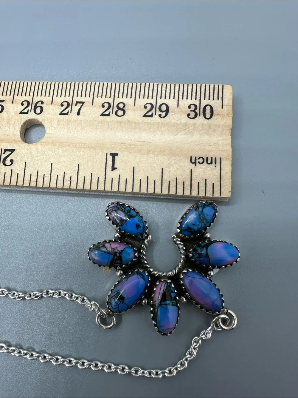 Monarch Dahlia Turquoise 925 Sterling Silver Pendant Cluster Necklace